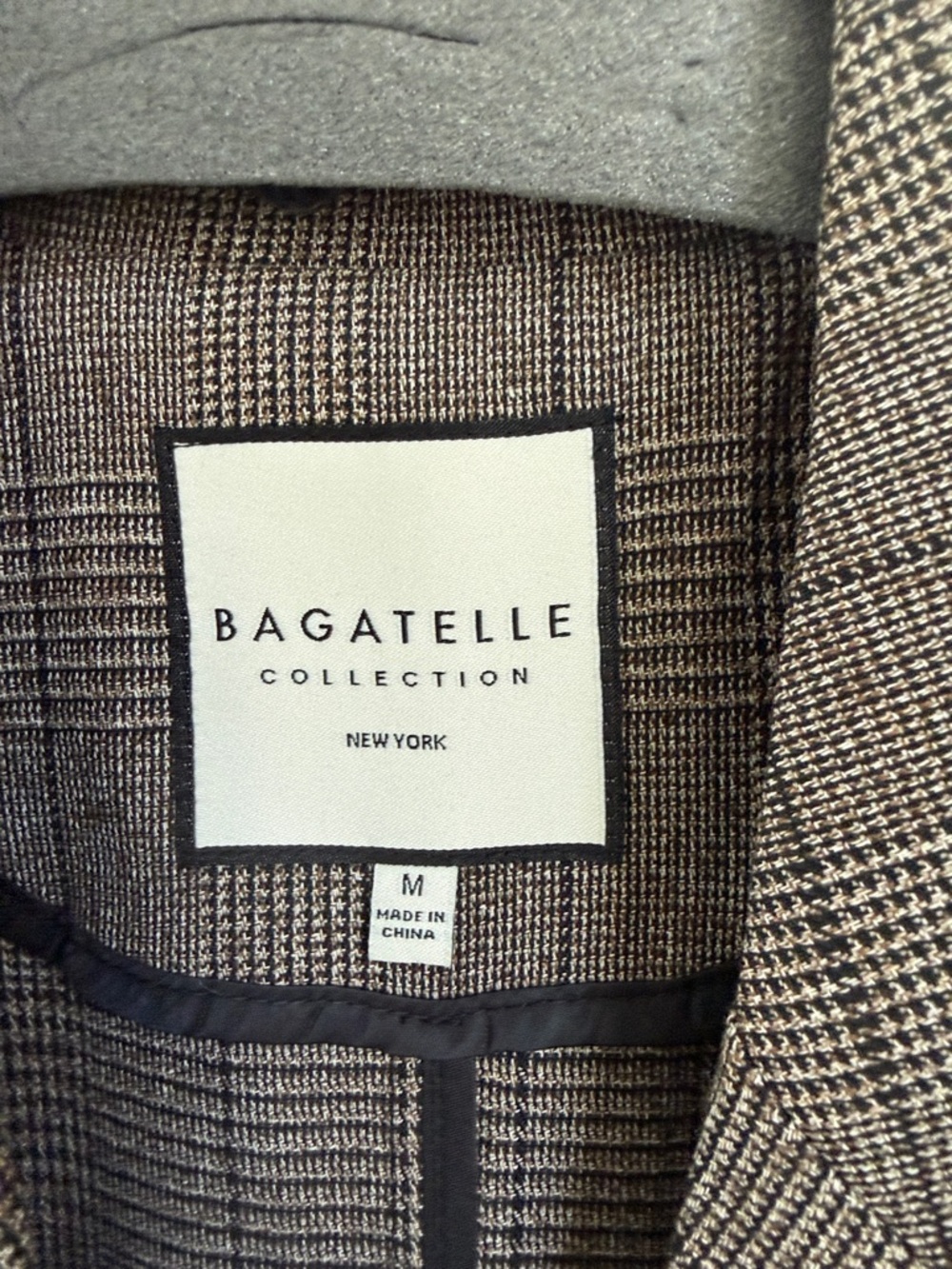 Bagatelle Brown Gray Plaid Double-Breasted Trench Coat - Picture 2 of 4